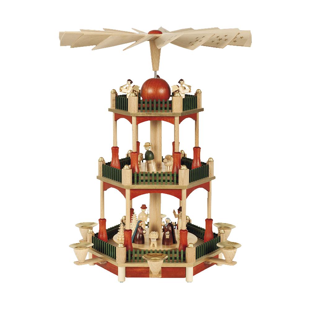 86022 - Richard Glaesser Pyramid - 3-Tier Nativity with Sta" finish - 13"H x 12.5"W x 12.5"D. Picture 1