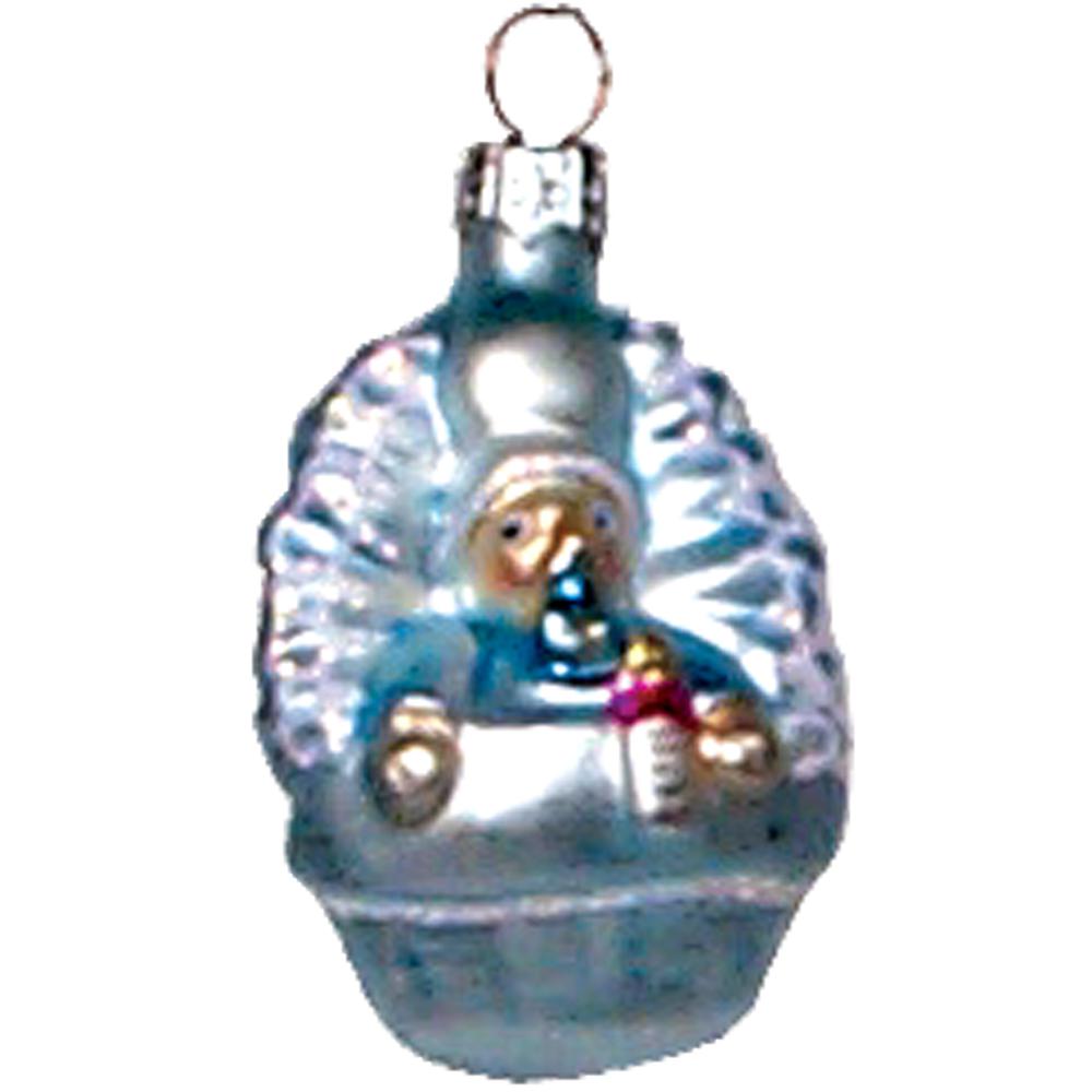 GL1093B - Polish Glass Hand-blown Ornament - Blue Baby - 2.75"H x 1.5"W x 1.25"D. Picture 1