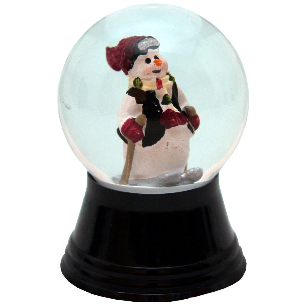 Perzy Snowglobe, Small Snowman on Skis - 2.5"H x 1.5"W x 1.5"D. Picture 1