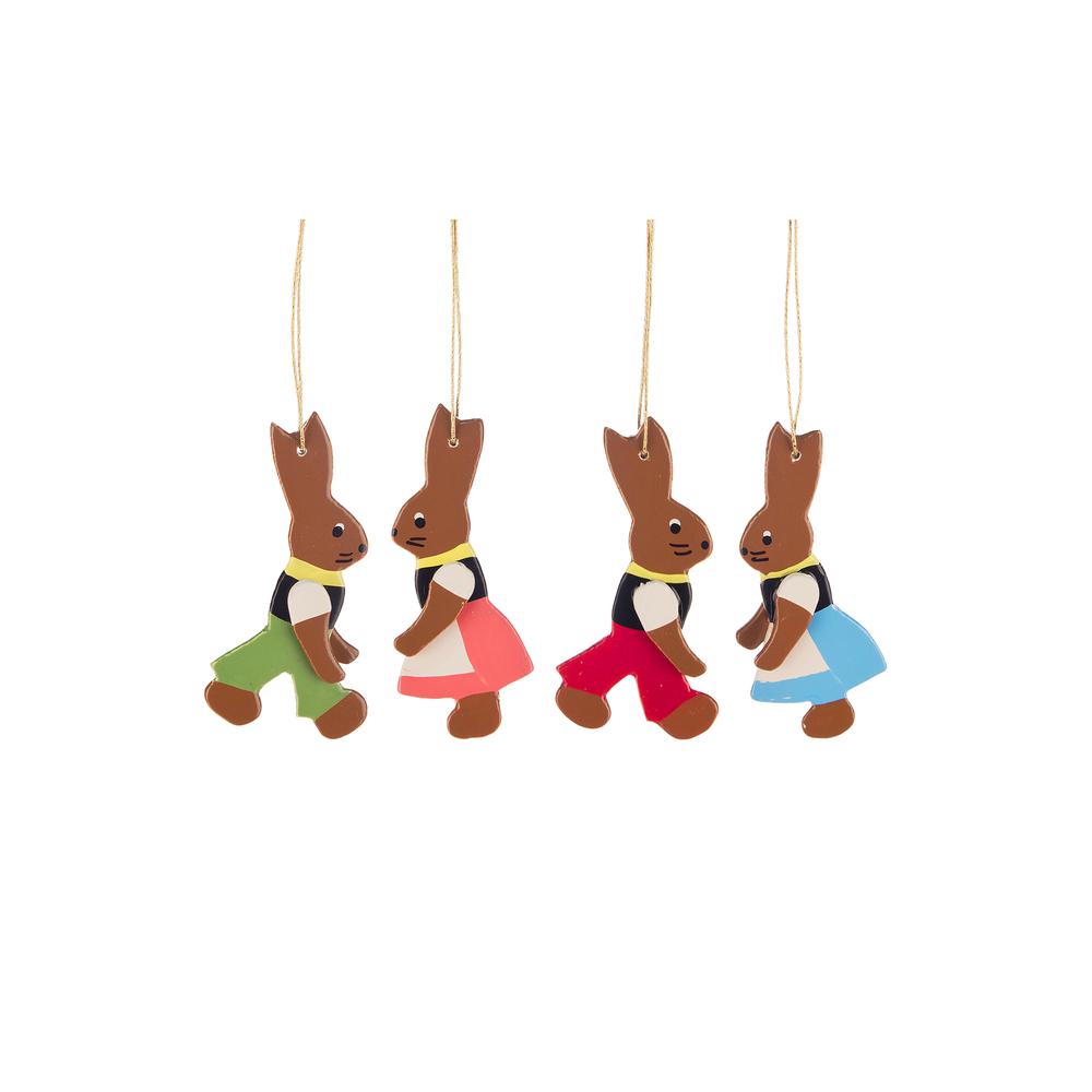 Dregeno Easter Ornament - Rabbits set 4 - 2.25"H x 1"W x .25"D. Picture 1