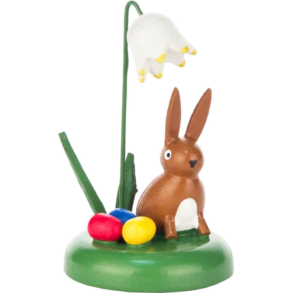 224-021-1 - Dregeno Easter Figure - Rabbit Under a Flower - 2"H x 1.25"W x 1.25"D. Picture 1