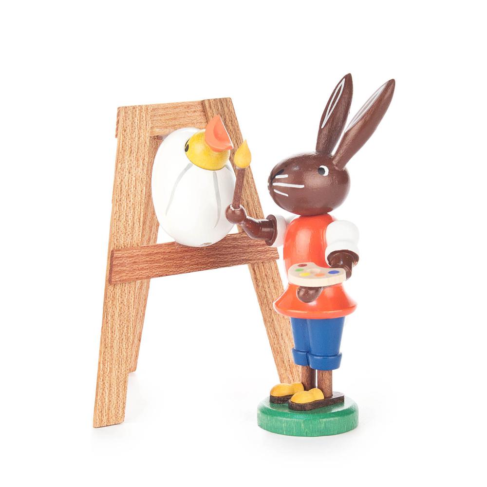 Dregeno Easter Figure - Rabbit Artist With Egg - 3.75"H x 3.75"W x 3"D. Picture 1