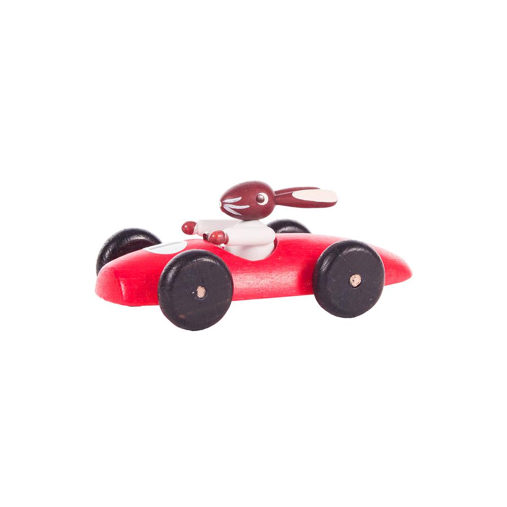 224-210-1 - Dregeno Easter Figure - Red Rabbit Car - 3"H x 1.5"W x 1.25"D. Picture 1