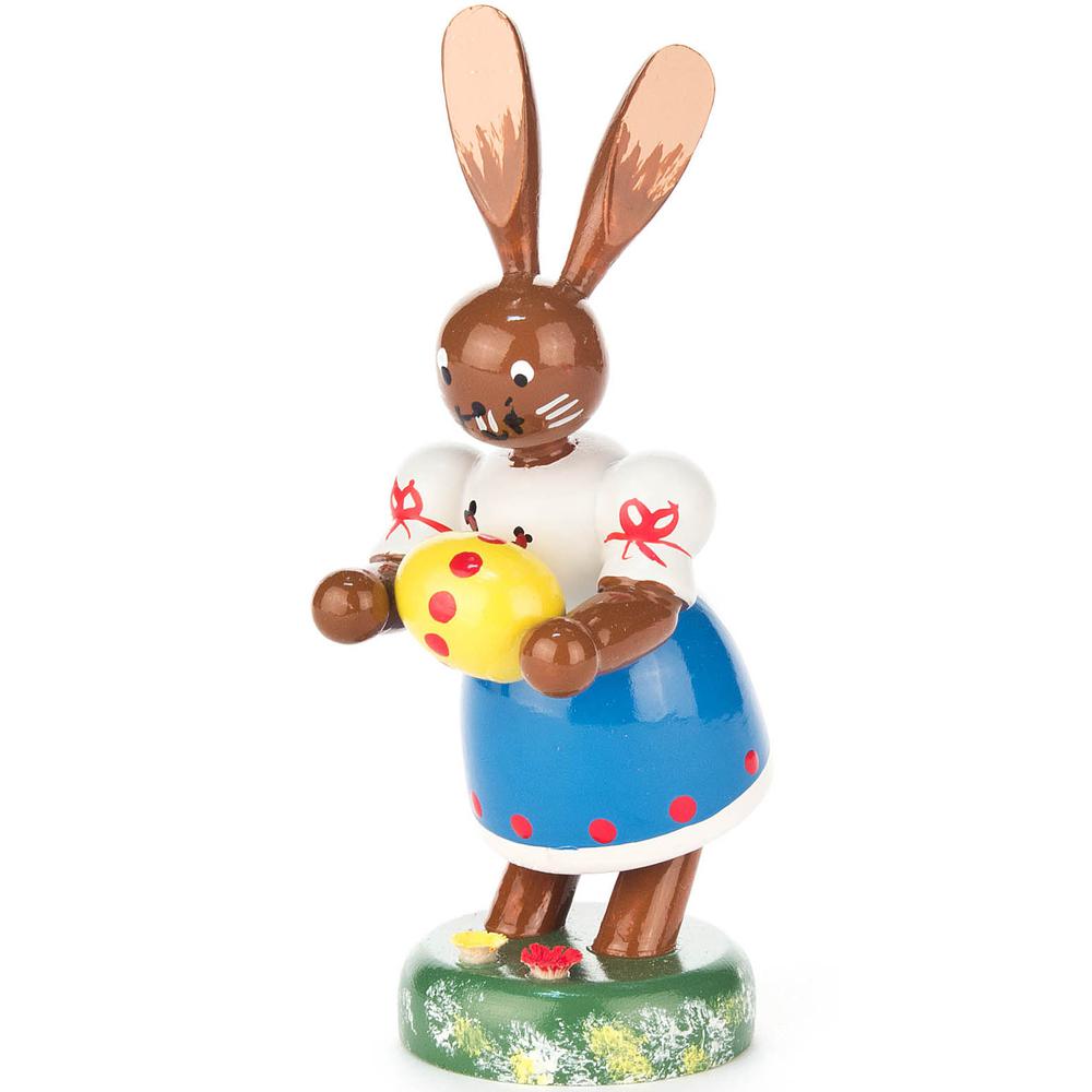 Dregeno Easter Figure - Bunny Lady with Egg Basket - 4"H x 2"W x 1.5"D. Picture 1