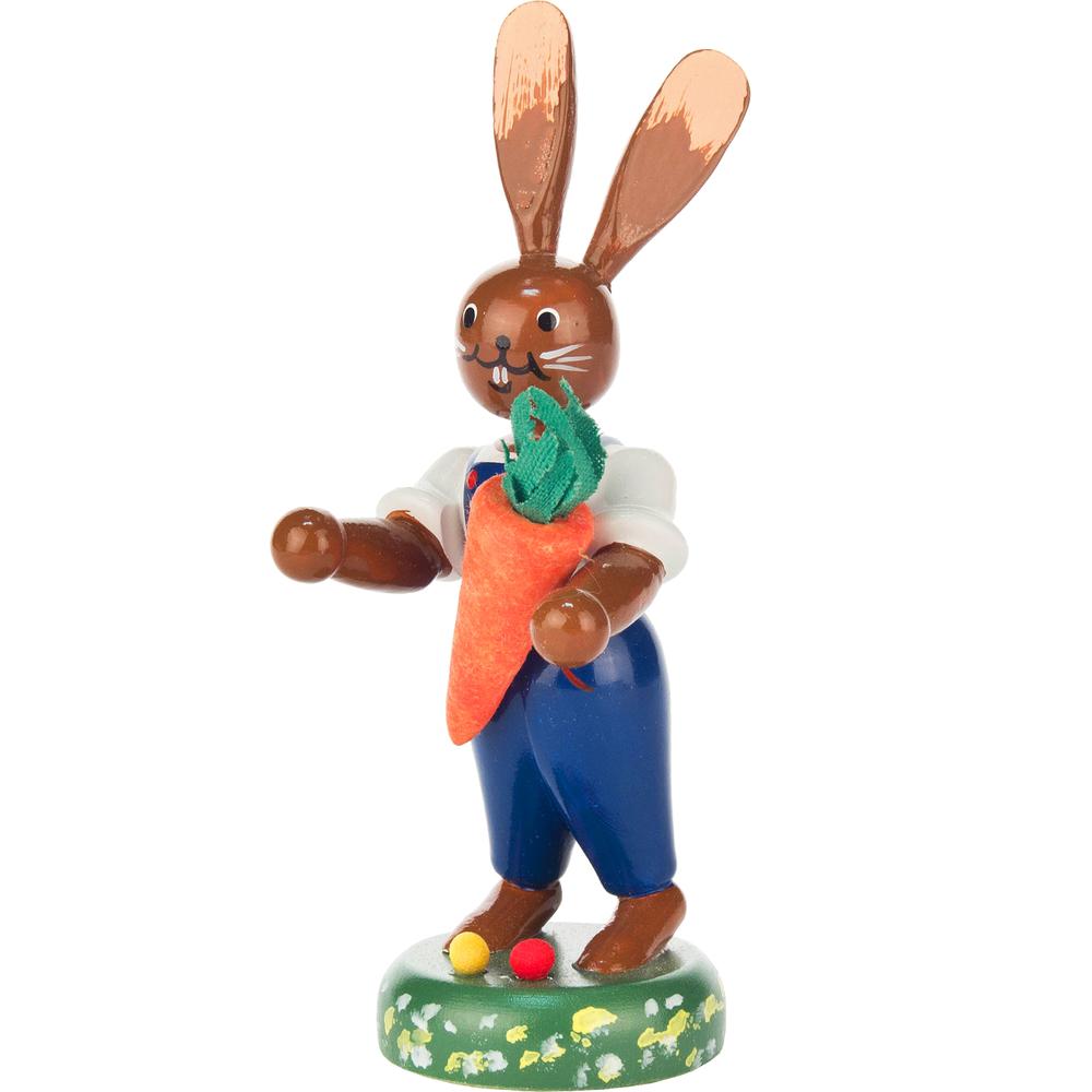 Dregeno Easter Figure - Rabbit with Carrot - 4.25"H x 2"W x 1.5"D. Picture 1