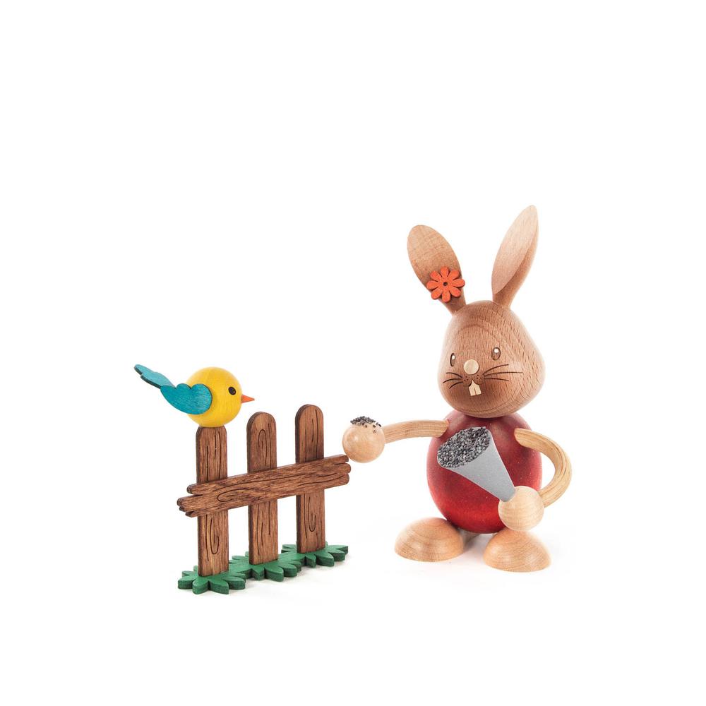 224-64823 - Dregeno Easter Figure - Bunny Feeding Bird - 5"H x 5"W x 3"D. Picture 1