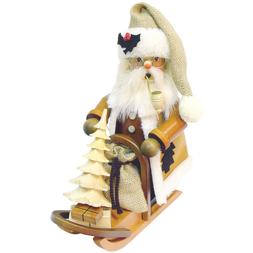 Christian Ulbricht Incense Burner - Santa on Sleigh (Natural) - 10"H x 5.5"W x 8.25"D. Picture 1