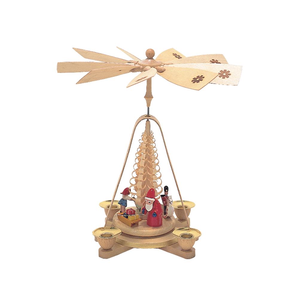 1667 - Richard Glaesser Pyramid - Santa and Toys - 10.5"H x 9.25"W x 9.25". The main picture.