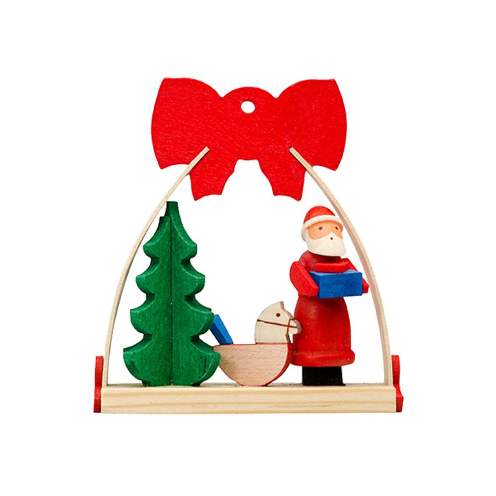 Graupner Ornament - Santa in Arch with bow - 2.75"H x 2.5"W x .75"D. The main picture.