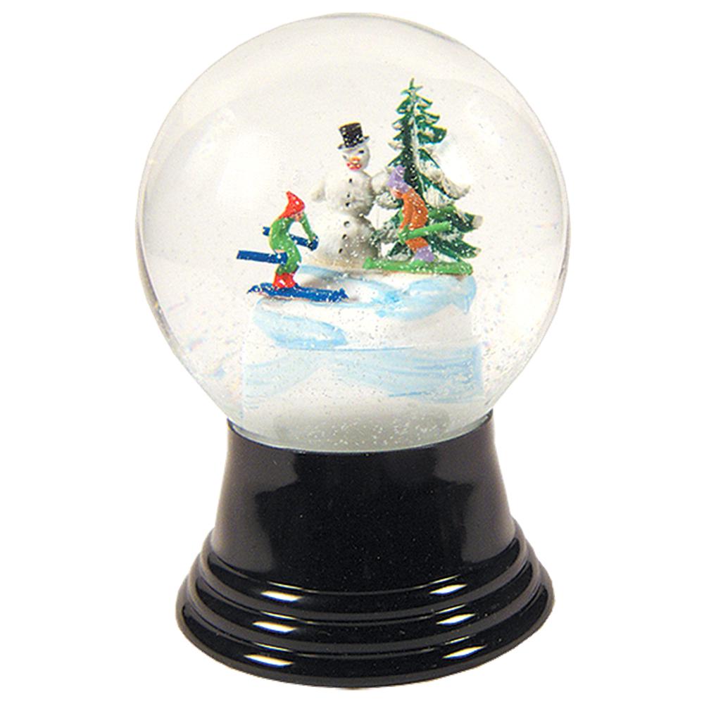 Perzy Snowglobe, Medium Snowman with skis - 5"H x 3"W x 3"D. Picture 1