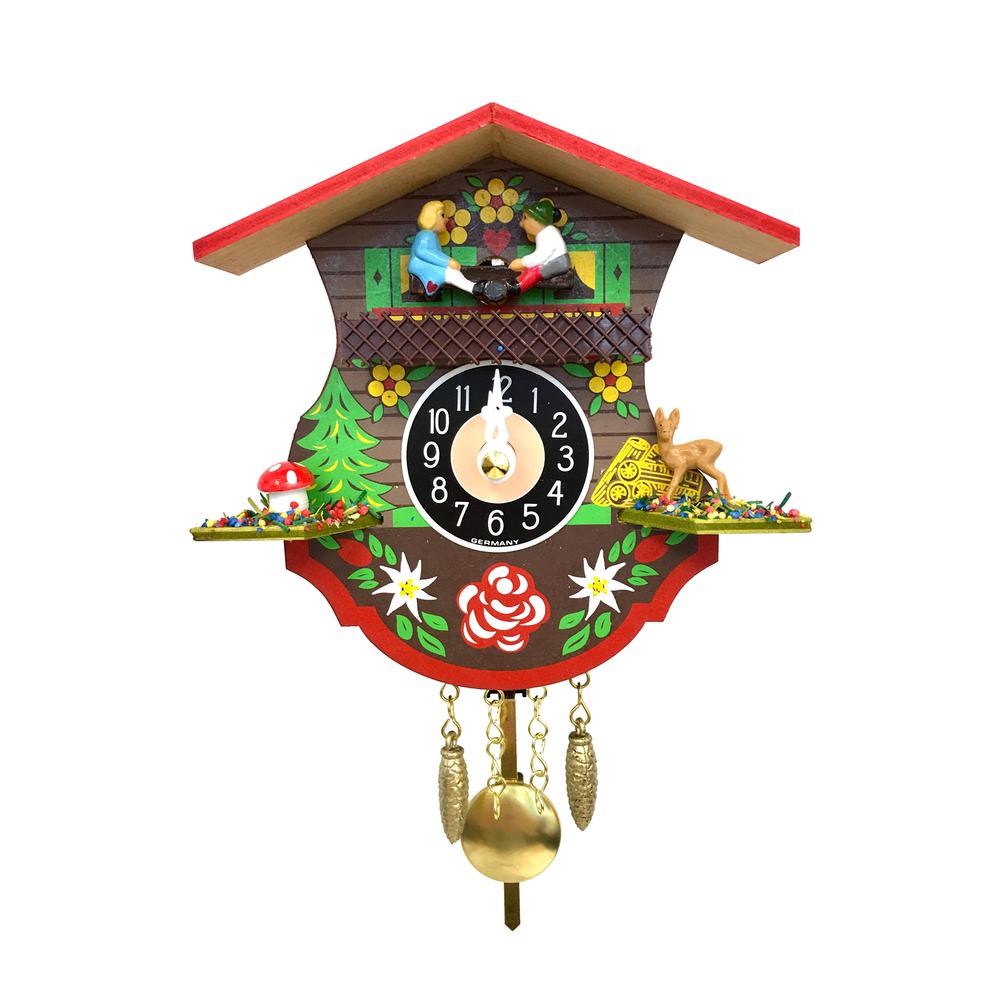 0110KQP - Engstler Battery-operated Clock - Mini Size with Music/Chimes - 5"H x 5"W x 2.5"D. Picture 1