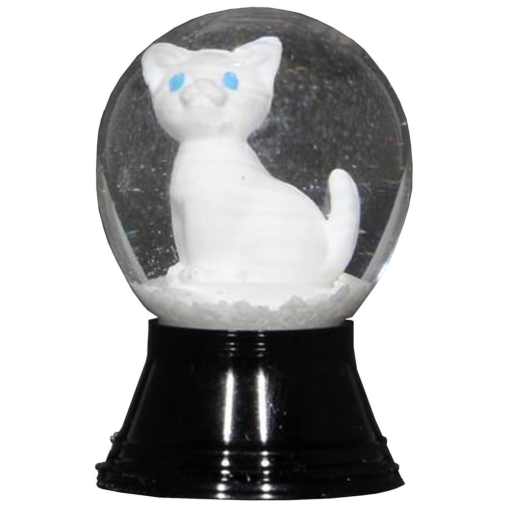 Perzy Snowglobe - Mini White Cat - 1.5"H x 1"W x 1"D. Picture 1