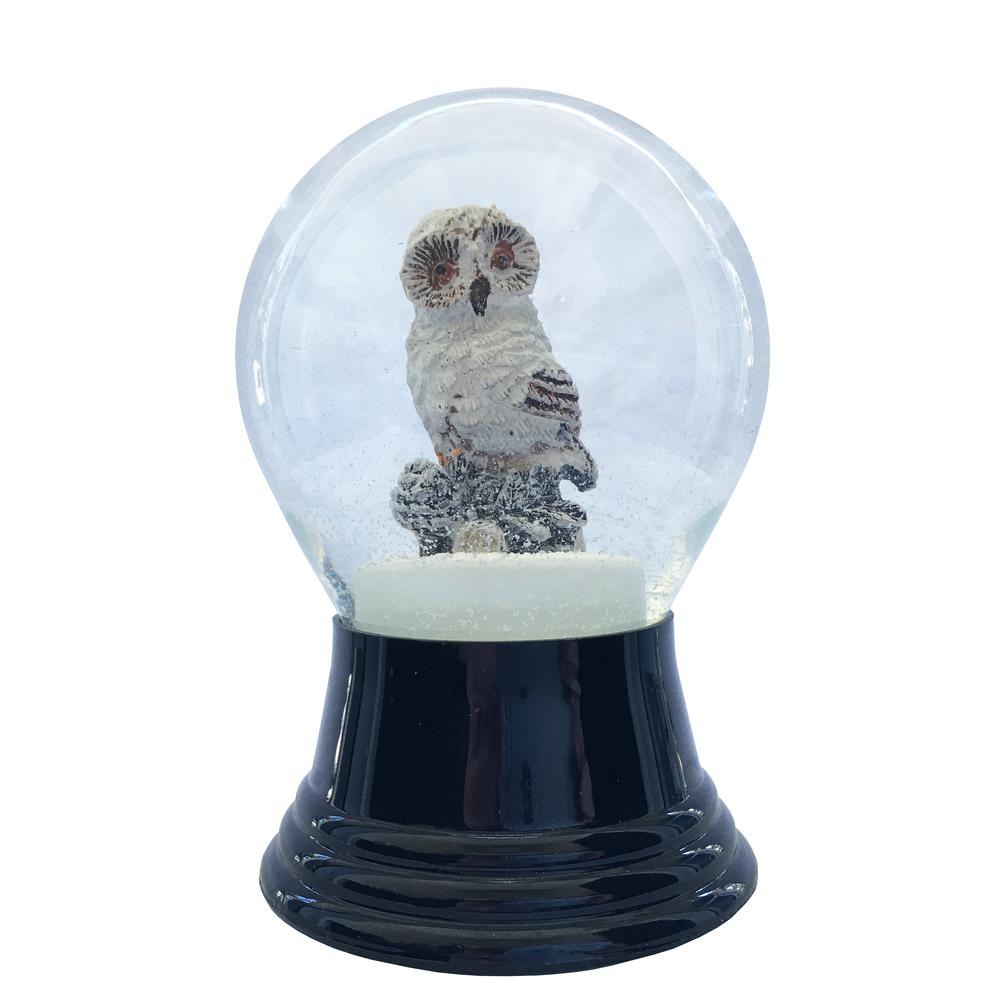 Perzy Snowglobe - Snowy Owl - 5"H x 3"W x 3"D. Picture 1