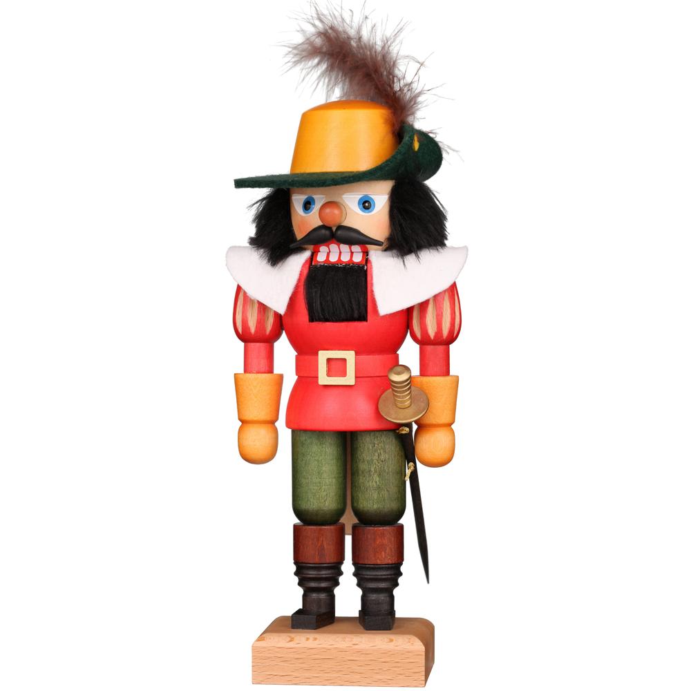 Christian Ulbricht Nutcracker - Musketeer in Red - 9.6"H x 3.9"W x 3.9"D. Picture 1
