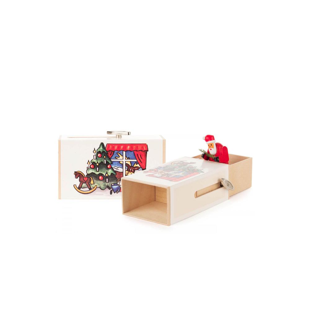 Dregeno Music Box - Sliding Santa Claus Surprise - 3.75"H x 2.25"W x 1.5"D. Picture 1