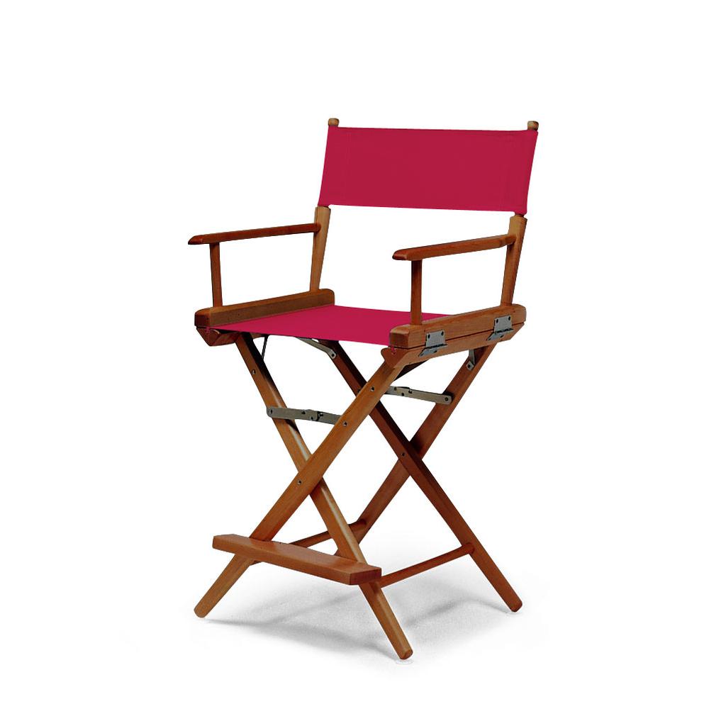 Telescope Casual World Famous Balcony Height Director Chair With Walnut Stain Finish and Red Fabric. Picture 1