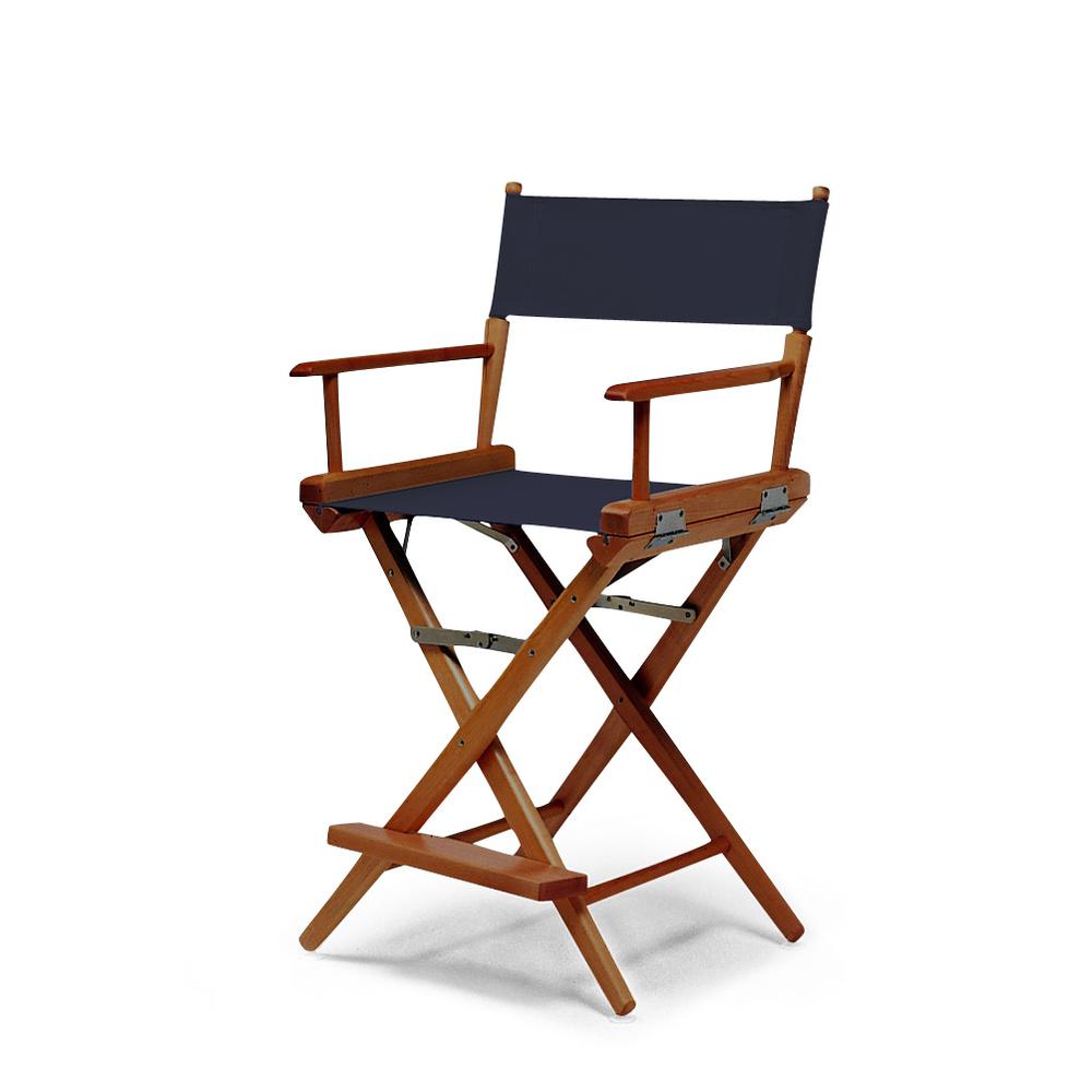 Telescope Casual World Famous Balcony Height Director Chair With Walnut Stain Finish and Navy Fabric. Picture 1