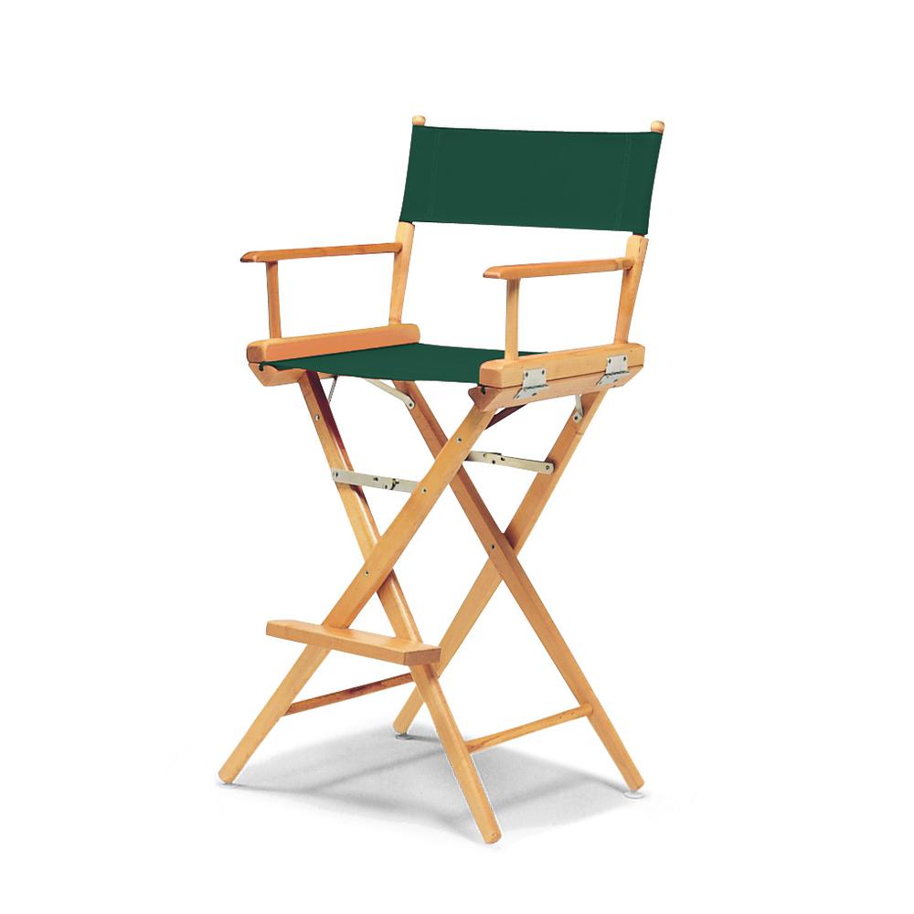 Telescope Casual World Famous Bar Height Director Chair With Varnish Finish and Forest Green Fabric. Picture 1