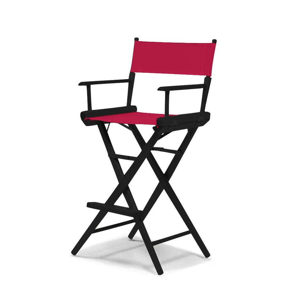 Telescope Casual World Famous Bar Height Director Chair With Black Finish and Red Fabric. Picture 1