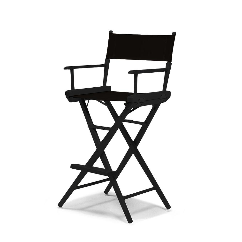 Telescope Casual World Famous Bar Height Director Chair With Black Finish and Black Fabric. Picture 1