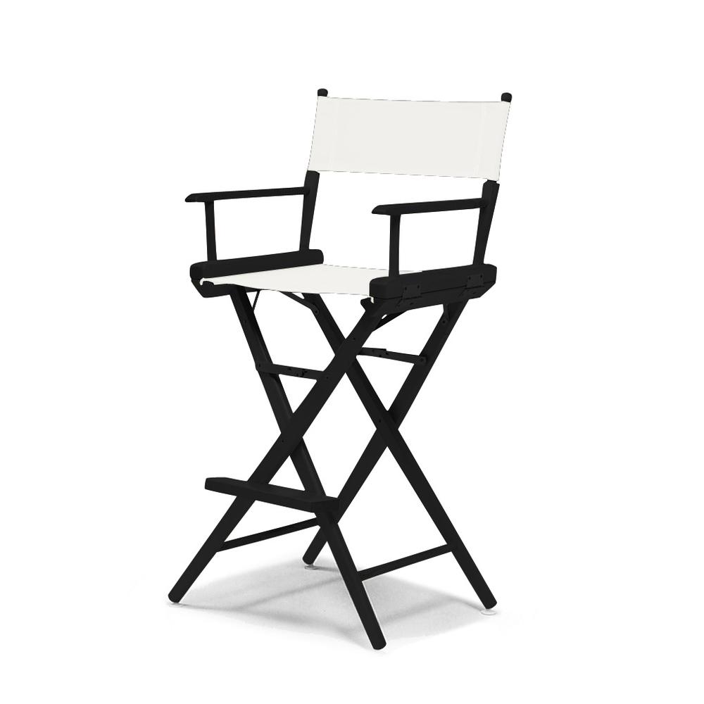 Telescope Casual World Famous Bar Height Director Chair With Black Finish and White Fabric. Picture 1