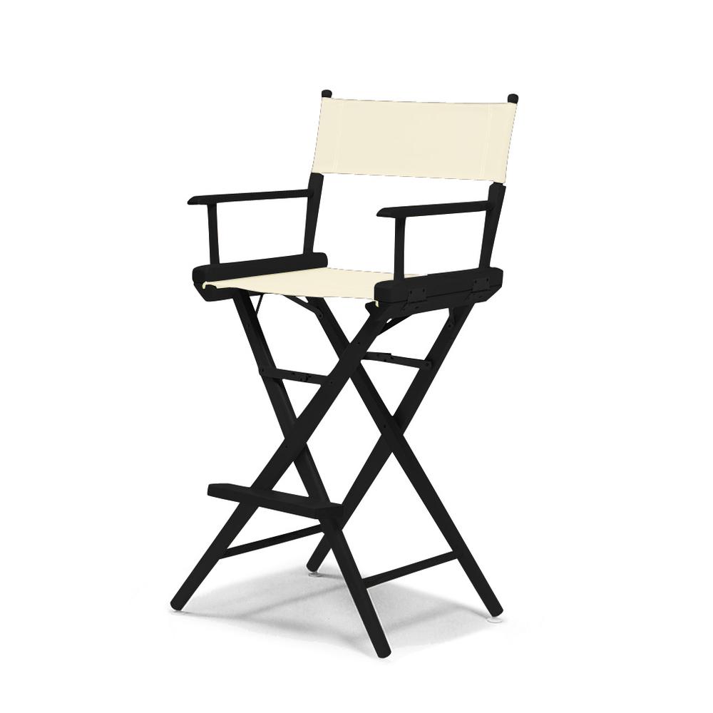 Telescope Casual World Famous Bar Height Director Chair With Black Finish and Natural Fabric. Picture 1