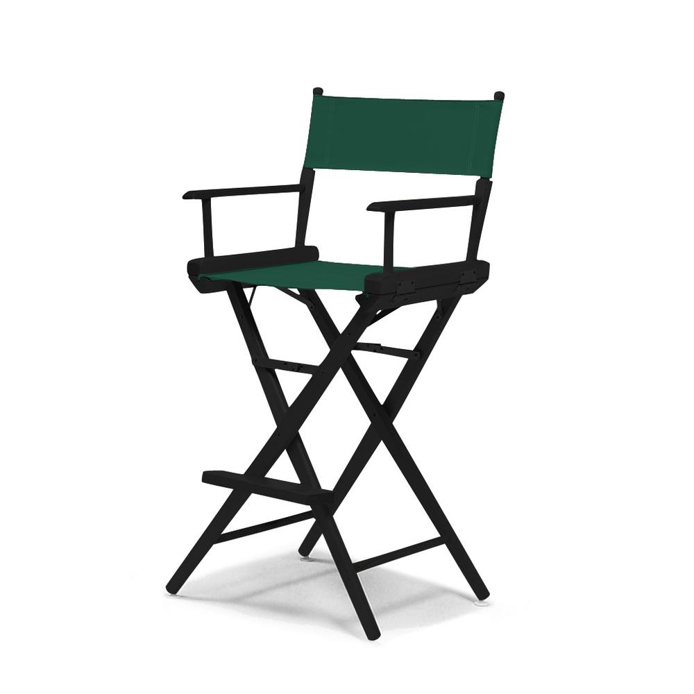 Telescope Casual World Famous Bar Height Director Chair With Black Finish and Forest Green Fabric. Picture 1