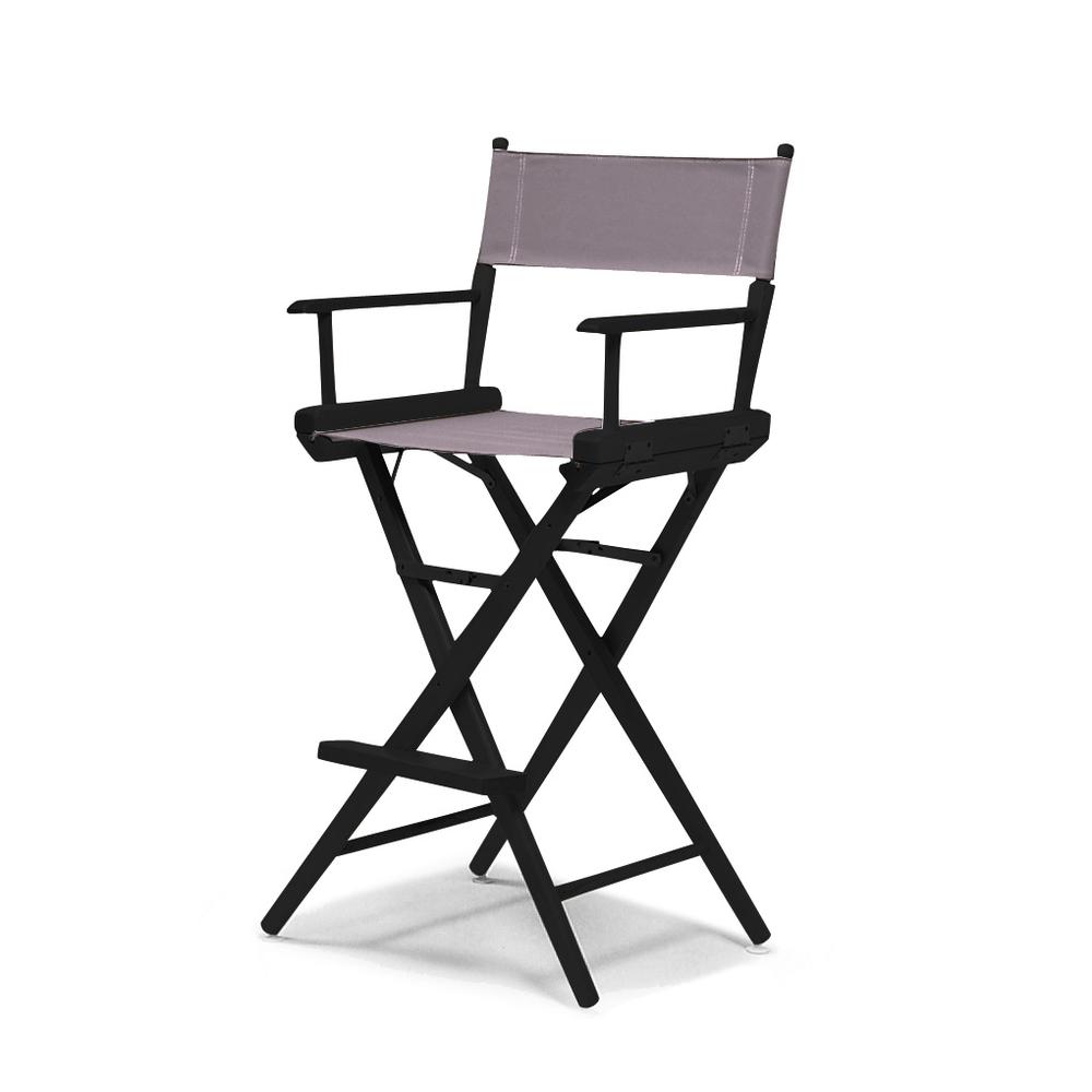 Telescope Casual World Famous Bar Height Director Chair With Black Finish and Gray Fabric. Picture 1