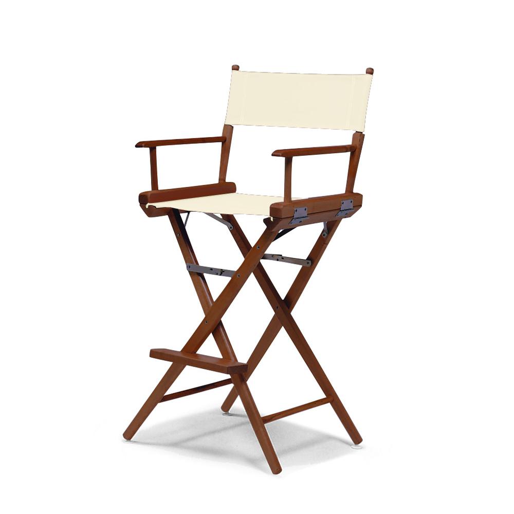 Telescope Casual World Famous Bar Height Director Chair With Walnut Stain Finish and Natural Fabric. Picture 1