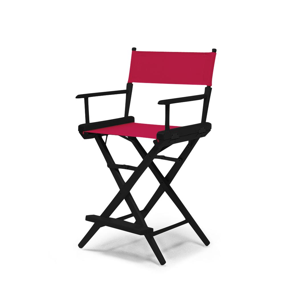 Telescope Casual World Famous Balcony Height Director Chair With Black Finish and Red Fabric. Picture 1