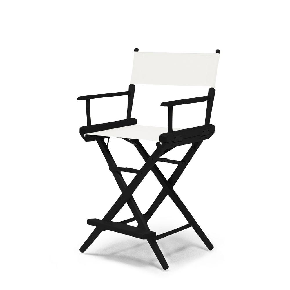 Telescope Casual World Famous Balcony Height Director Chair With Black Finish and White Fabric. Picture 1