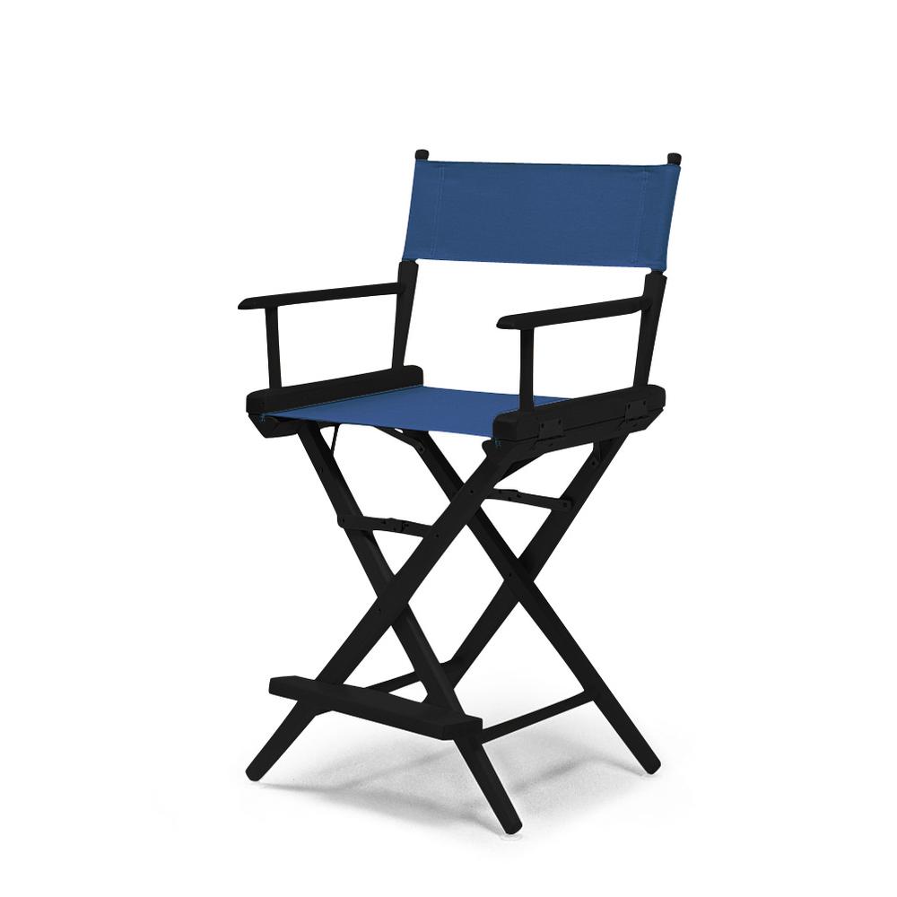 Telescope Casual World Famous Balcony Height Director Chair With Black Finish and Blue Fabric. Picture 1