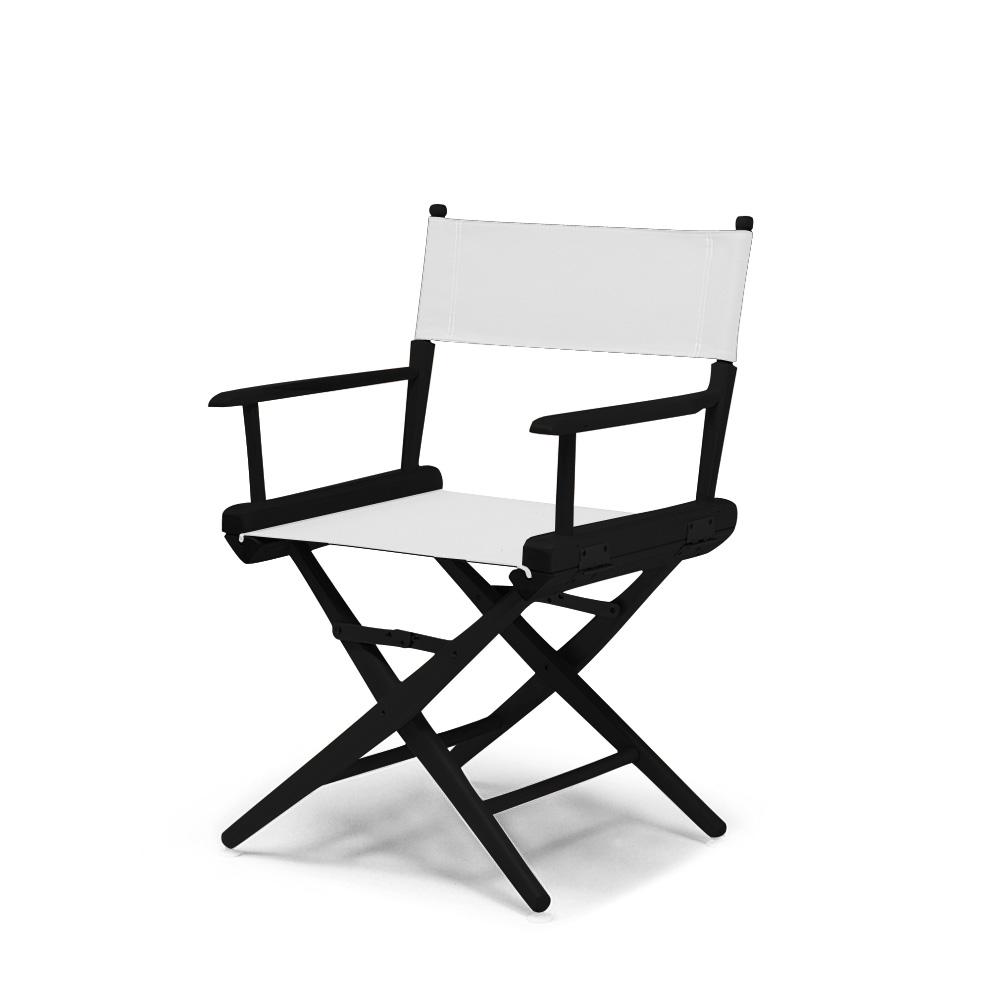 Telescope Casual World Famous Dining Height Director Chair With Black Finish and White Fabric. Picture 1