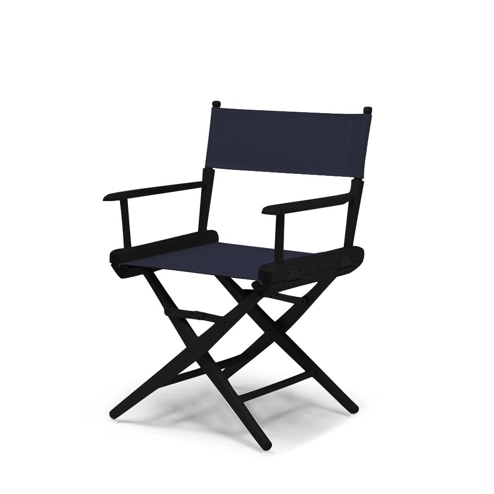 Telescope Casual World Famous Dining Height Director Chair With Black Finish and Navy Fabric. Picture 1