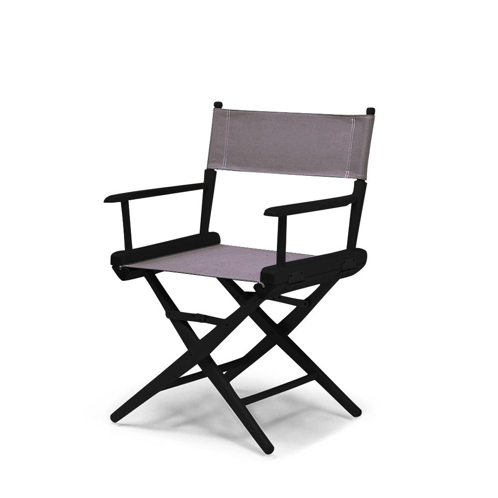 Telescope Casual World Famous Dining Height Director Chair With Black Finish and Gray Fabric. Picture 1