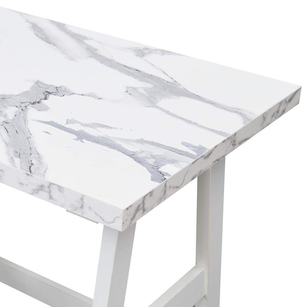 Designs2Go Trestle Desk with Shelves, White Faux Marble/White. Picture 2