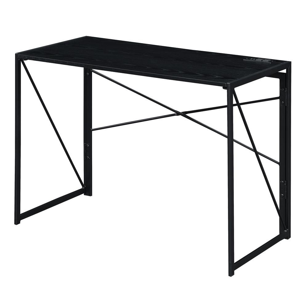 Xtra Folding Desk with Charging Station, Black/Black. Picture 1
