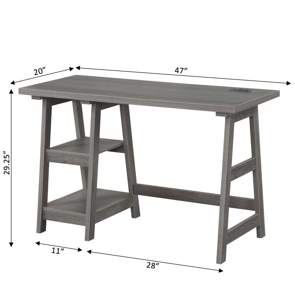 Designs2Go Trestle Desk with Charging Station, Charcoal Gray. Picture 4