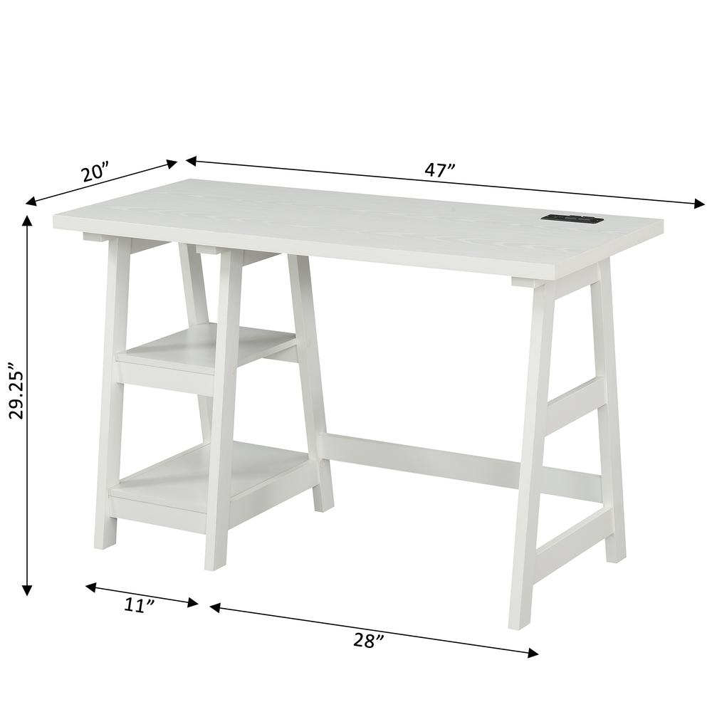 Designs2Go Trestle Desk with Charging Station, White. Picture 4