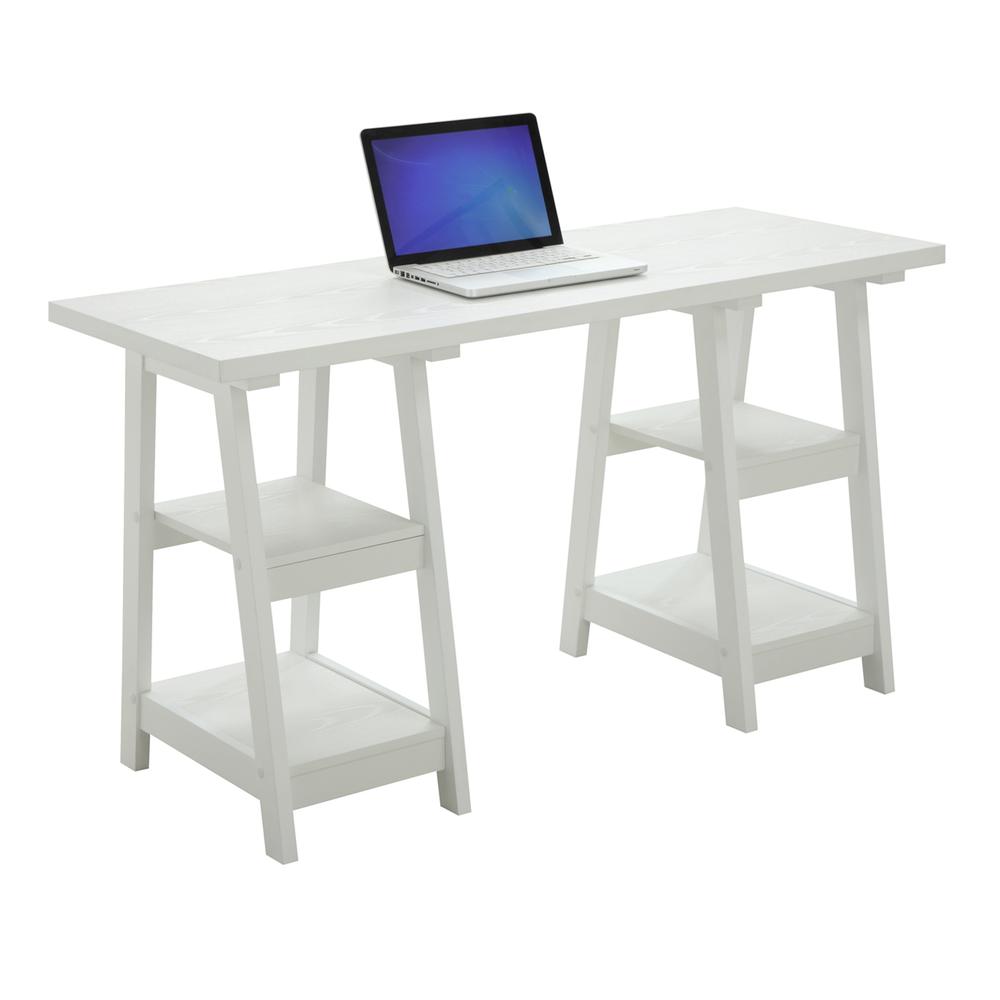 Designs2Go Double Trestle Desk with Shelves. Picture 2