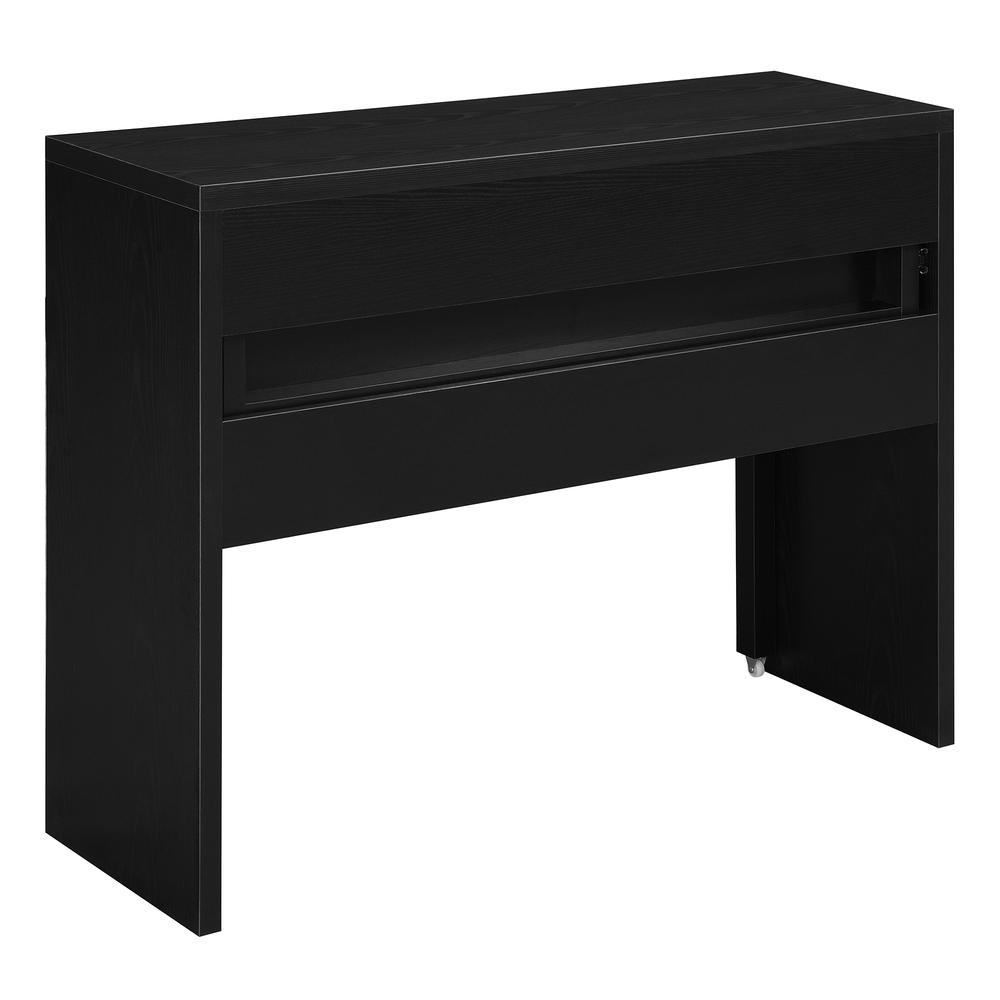 Newport JB Console/Sliding Desk with Drawer and Riser, Black. Picture 4