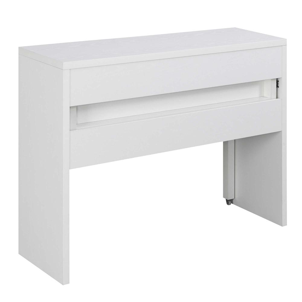 Newport JB Console/Sliding Desk with Drawer and Riser, White. Picture 2