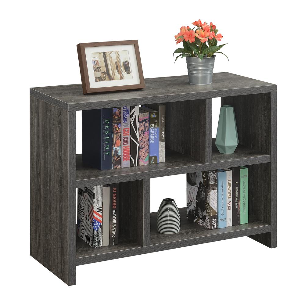 Northfield Console 3 Tier Bookcase, Weathered Gray. Picture 1