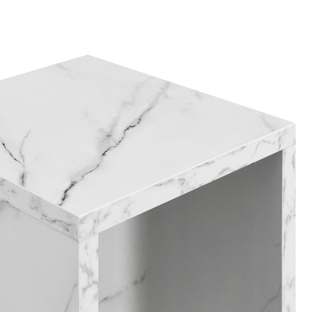 Northfield Admiral End Table with Shelf, White Faux Marble. Picture 3