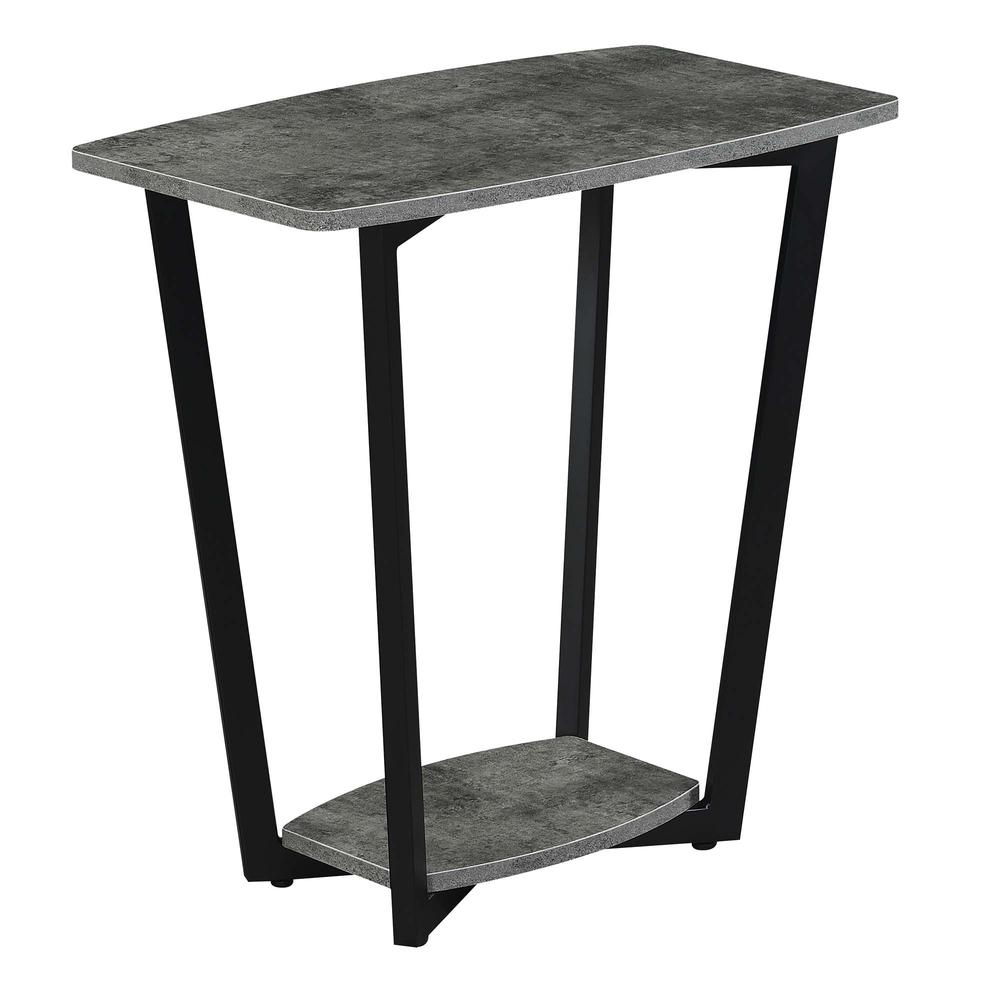 Graystone End Table with Shelf, Cement/Black. Picture 1