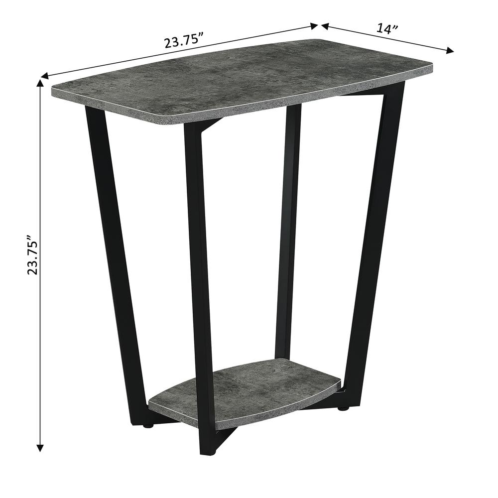 Graystone End Table with Shelf, Cement/Black. Picture 5