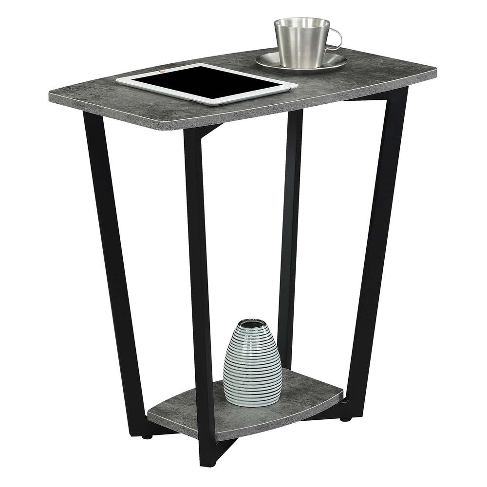 Graystone End Table with Shelf, Cement/Black. Picture 2