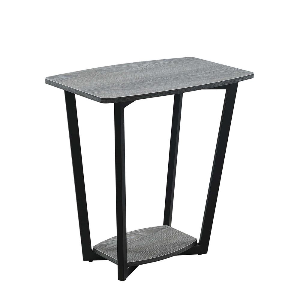 Graystone End Table with Shelf, Weathered Gray/Black Frame. Picture 2