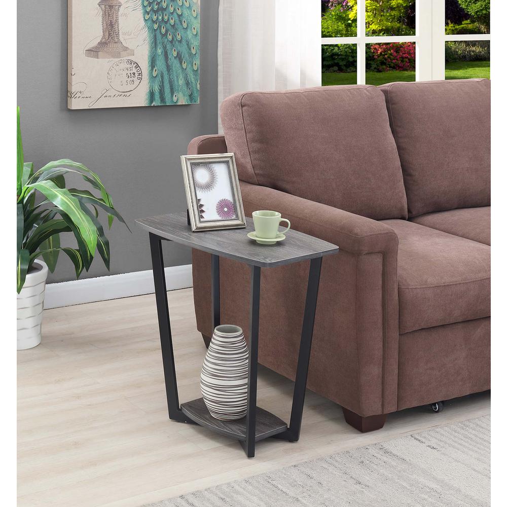 Graystone End Table with Shelf, Weathered Gray/Black Frame. Picture 3