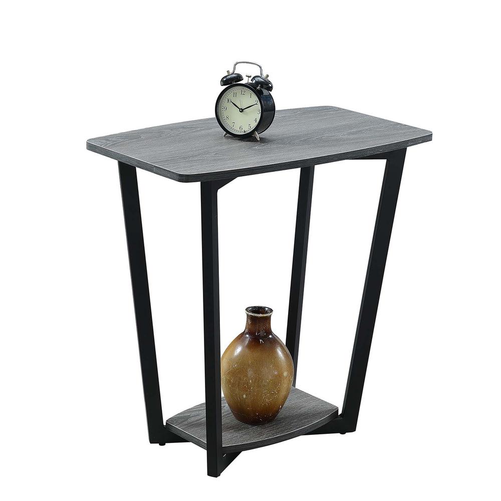 Graystone End Table with Shelf, Weathered Gray/Black Frame. Picture 1